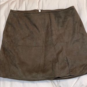 Olive colored suede skirt